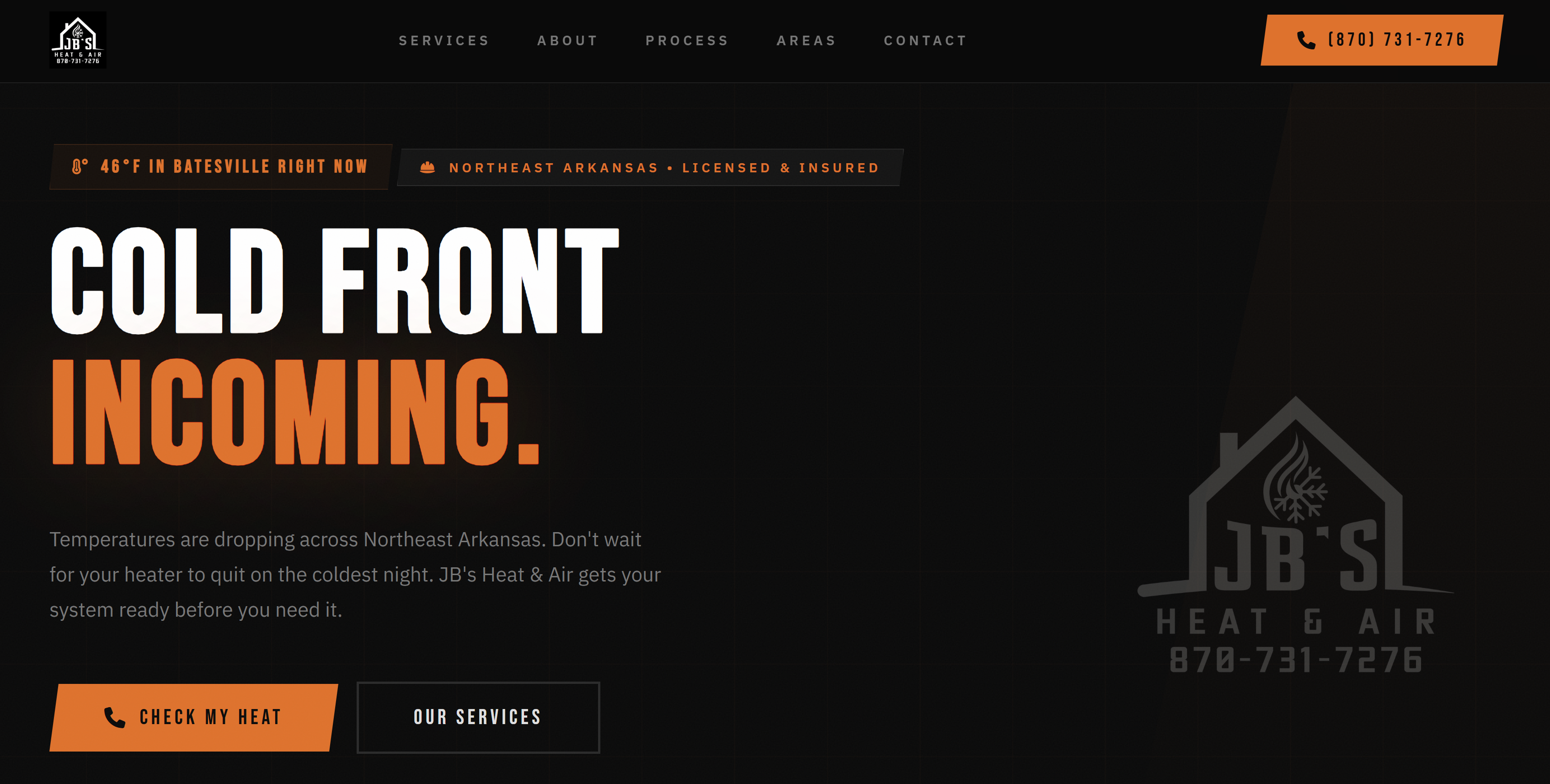 JB's Heat and Air website screenshot